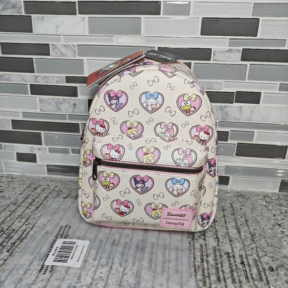 Hello Kitty Handbags - Loungefly Hello Kitty And Friends Bestie Hearts Mini Backpack (Light pink)